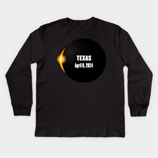 Total Solar Eclipse Texas 2024 Kids Long Sleeve T-Shirt